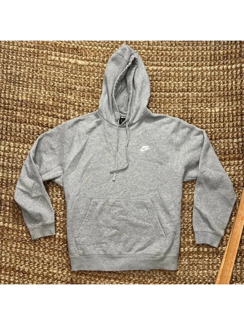 Nike Classic Swoosh Fleece Hoodie Pullover Sweatshirt Gray Mens Large